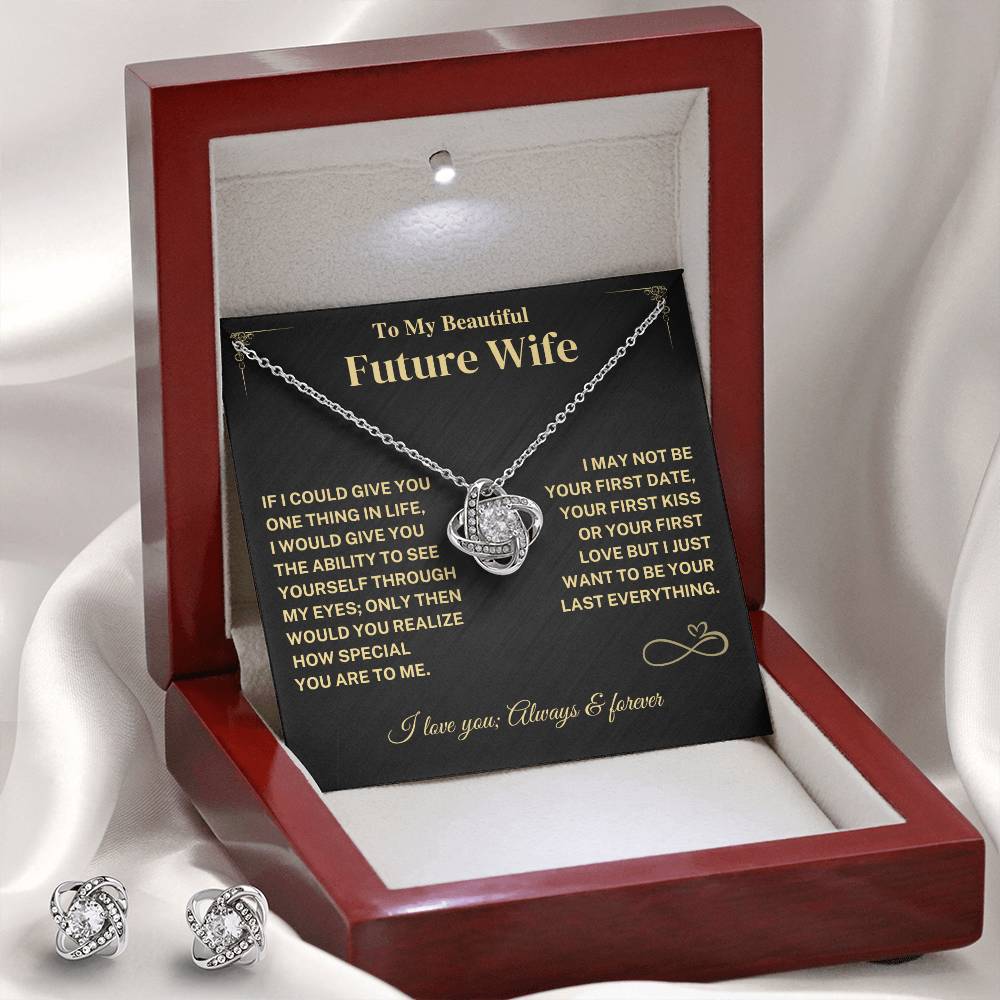 Future Wife Gift -Knot Earrings and Necklace Bundle