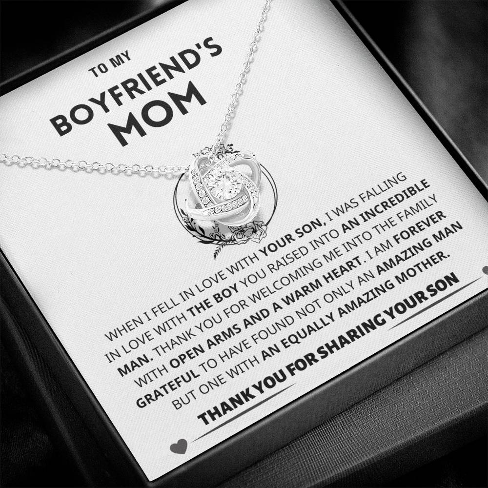 Boyfriends Mom Gift- Forever Grateful- Love Knot Necklace