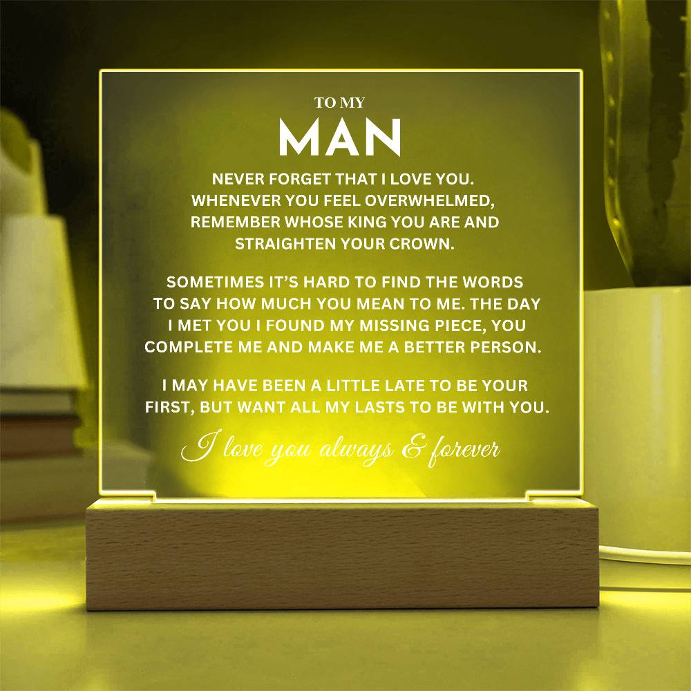 My Man Gift, "Remember Whose King You Are"  LED Acrylic Plaque