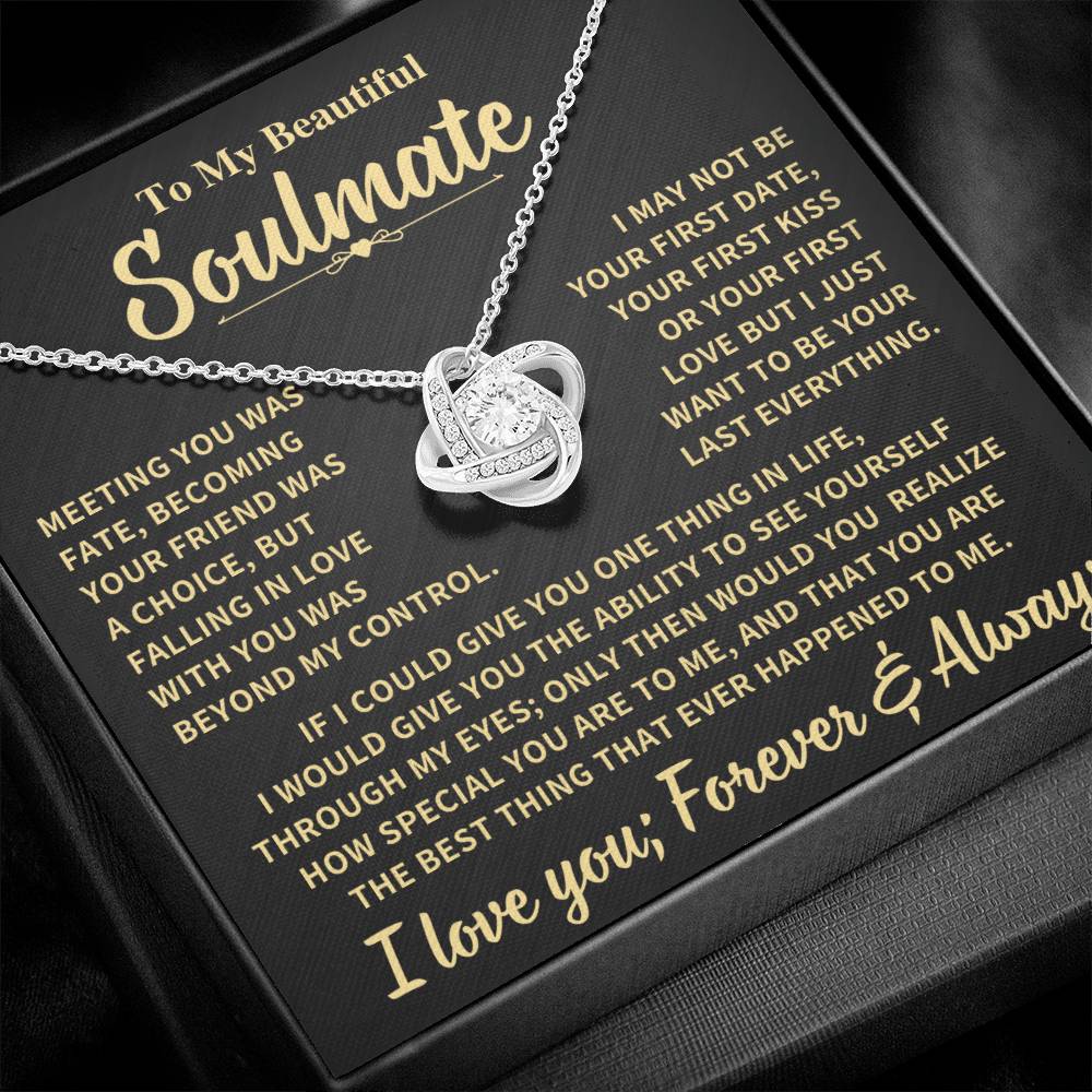 Beautiful Soulmate Gift, "Meeting You Was Fate", Knot Necklace Jewelry