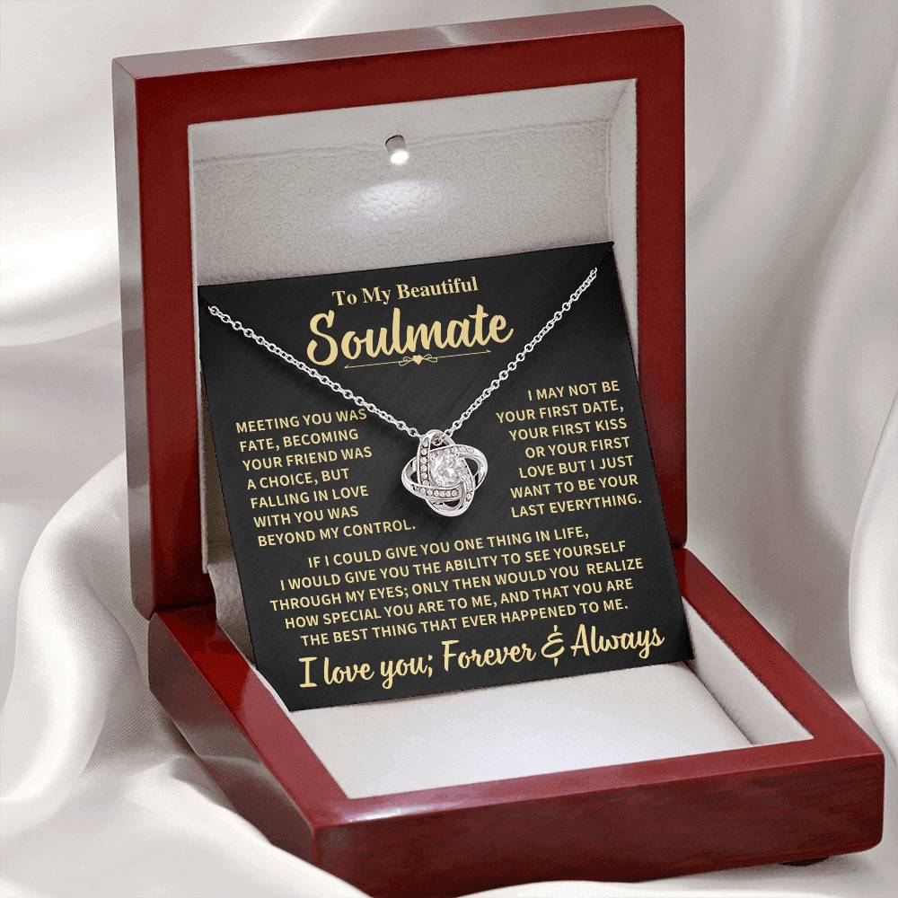 Beautiful Soulmate Gift, "Meeting You Was Fate", Knot Necklace Jewelry