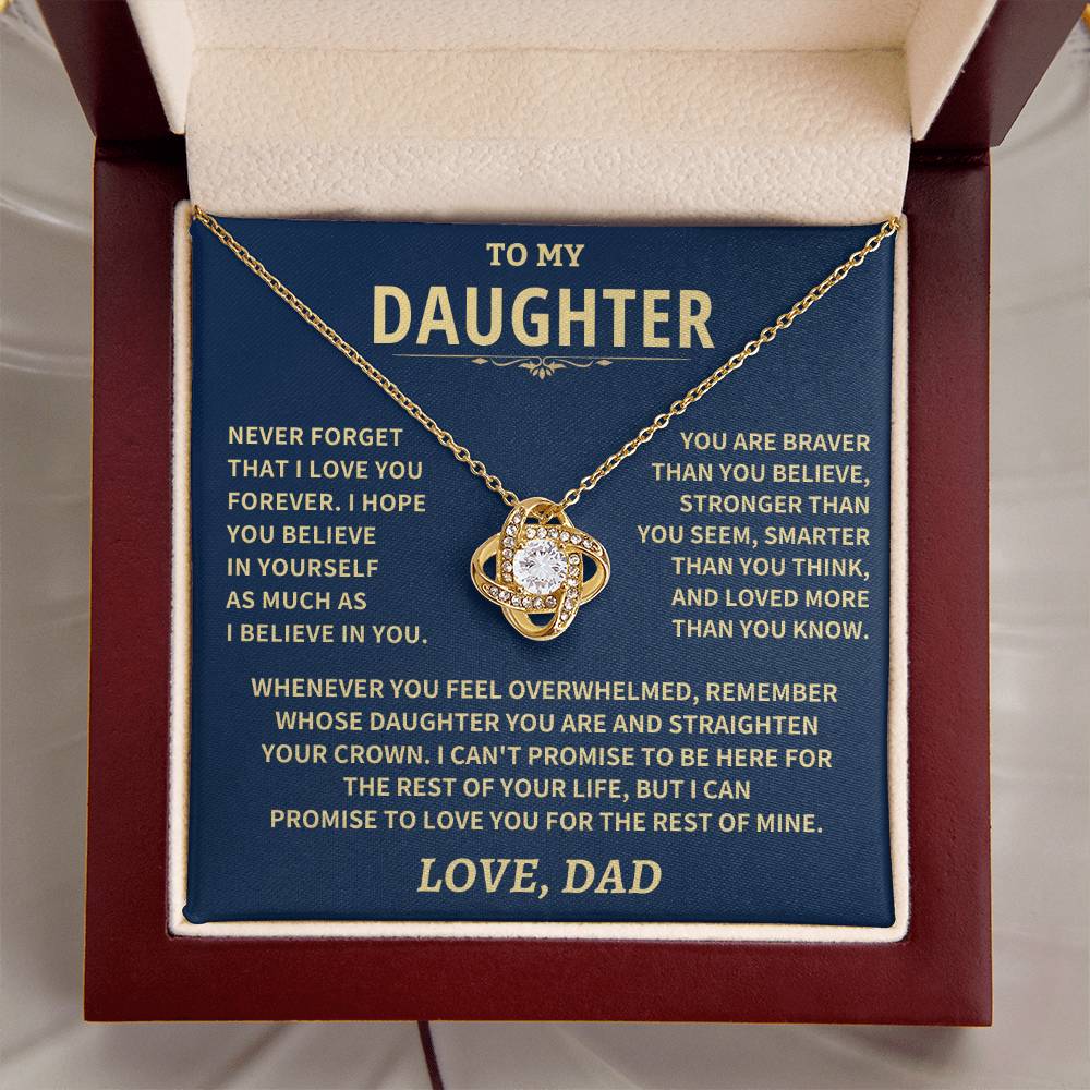 Daughter Gift From Dad, "NEVER FORGET THAT I LOVE YOU" Jewelry