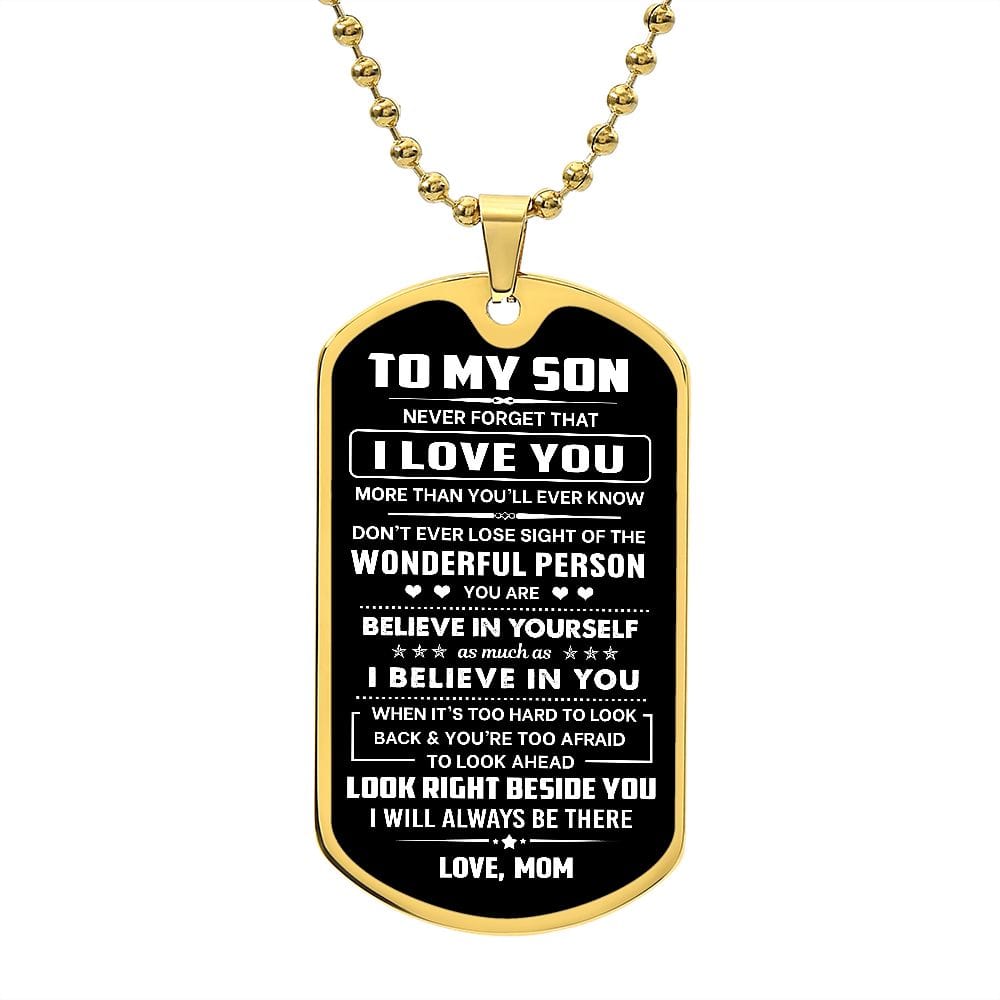 Dog Tag Son Necklace- Right Beside You Jewelry