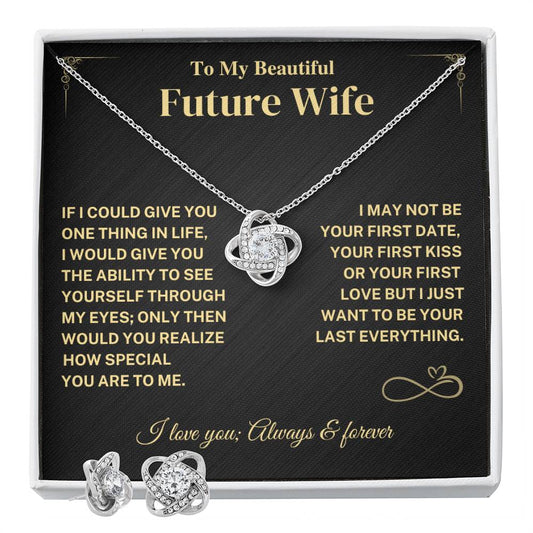 Future Wife Gift -Knot Earrings and Necklace Bundle Jewelry