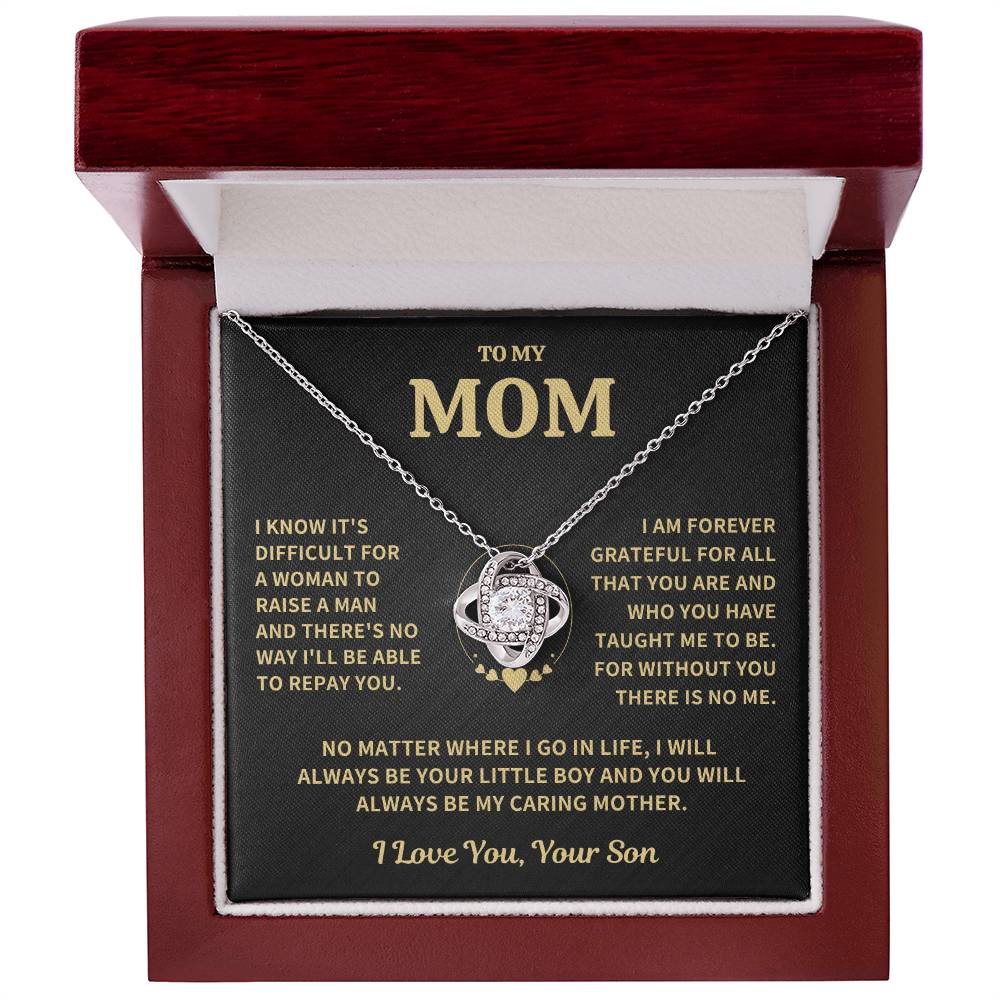 Mom Gift From Son, "Forever Grateful" Love Knot Necklace Jewelry