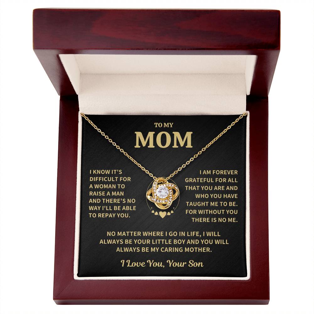 Mom Gift From Son, "Forever Grateful" Love Knot Necklace Jewelry