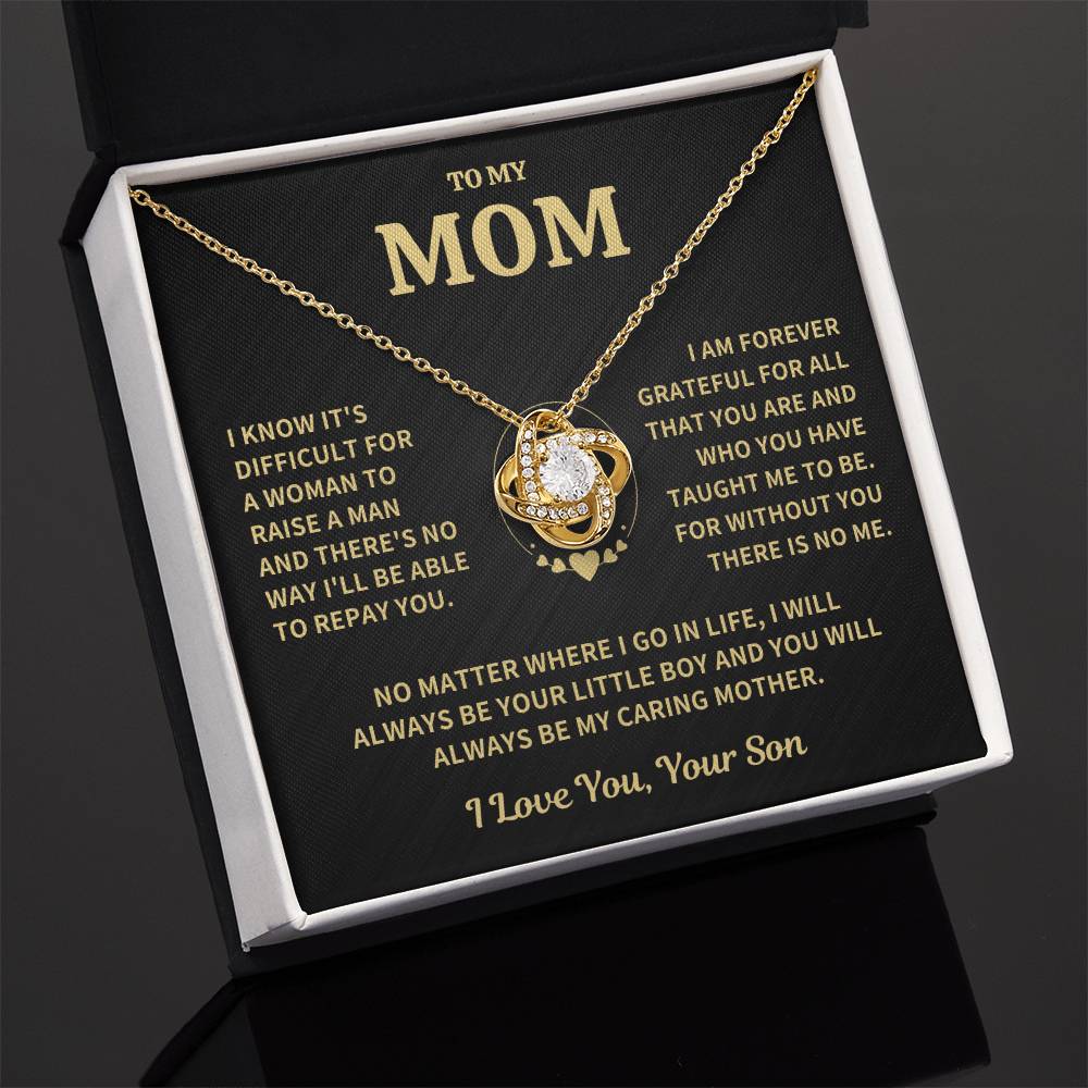 Mom Gift From Son, "Forever Grateful" Love Knot Necklace Jewelry