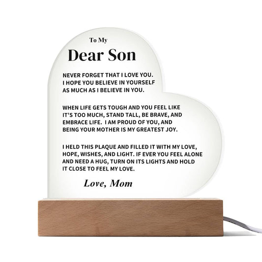 Son Gift- Heart Acrylic Plaque Jewelry