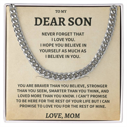 Son Gift-Never Forget-From MOM Jewelry