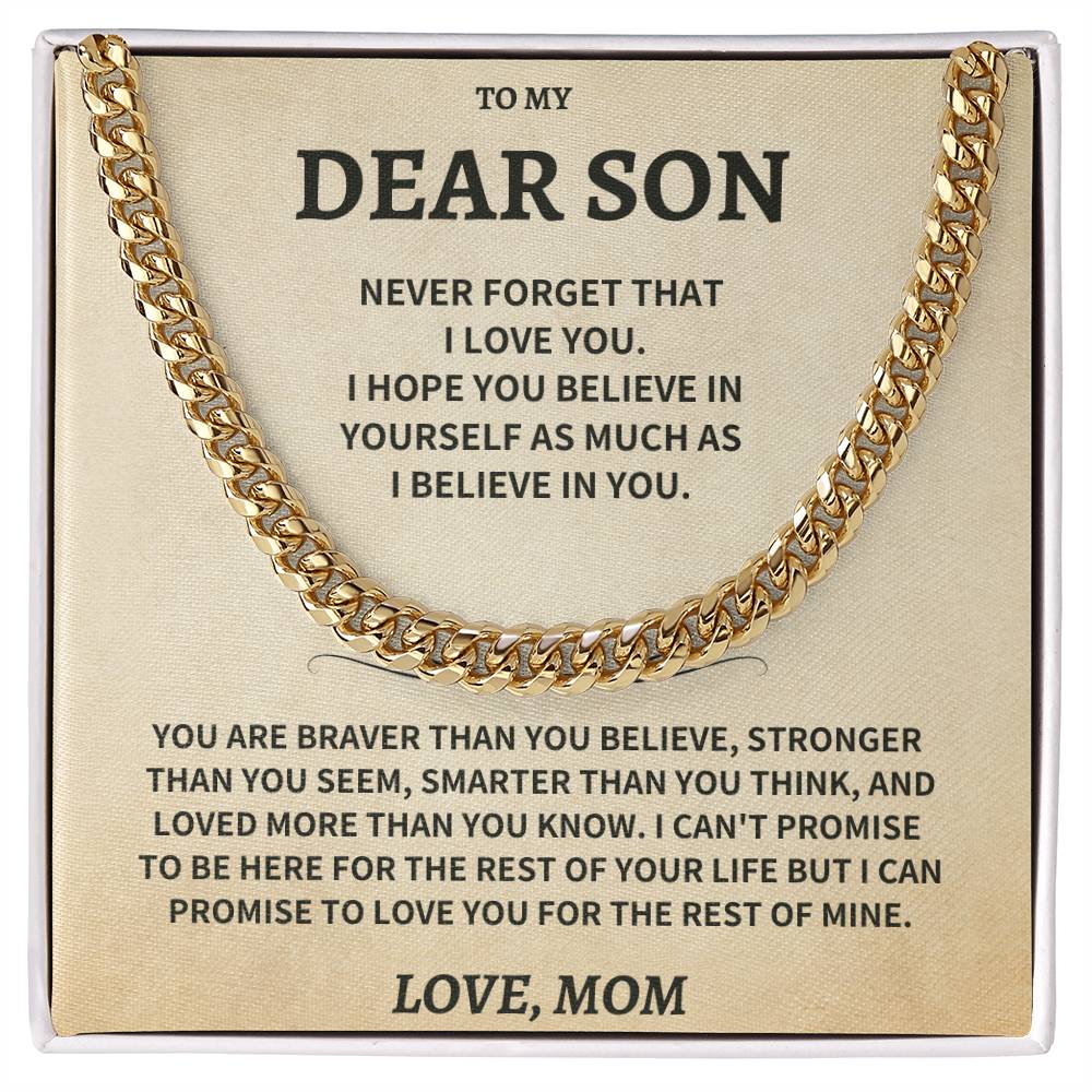 Son Gift-Never Forget-From MOM Jewelry