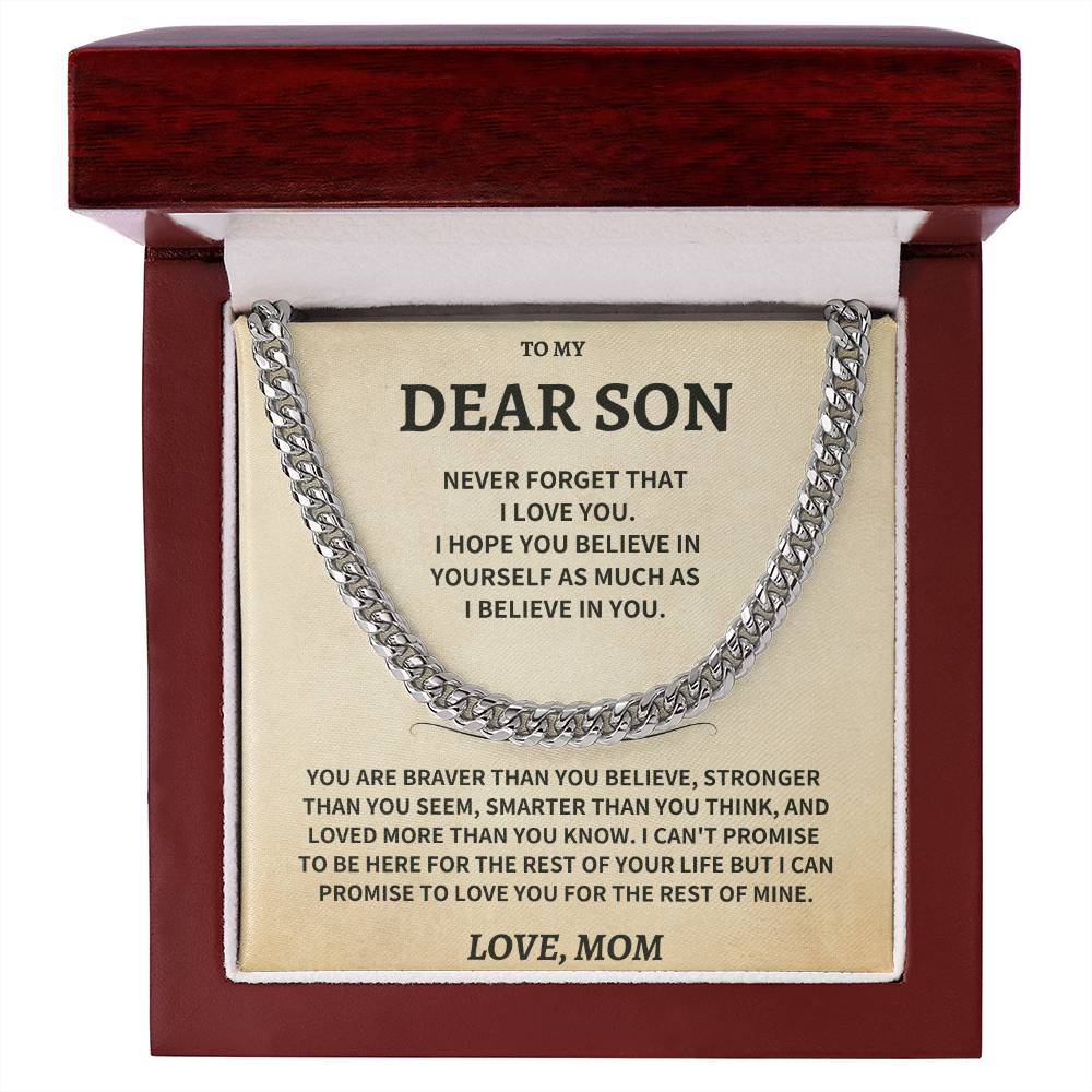 Son Gift-Never Forget-From MOM Jewelry