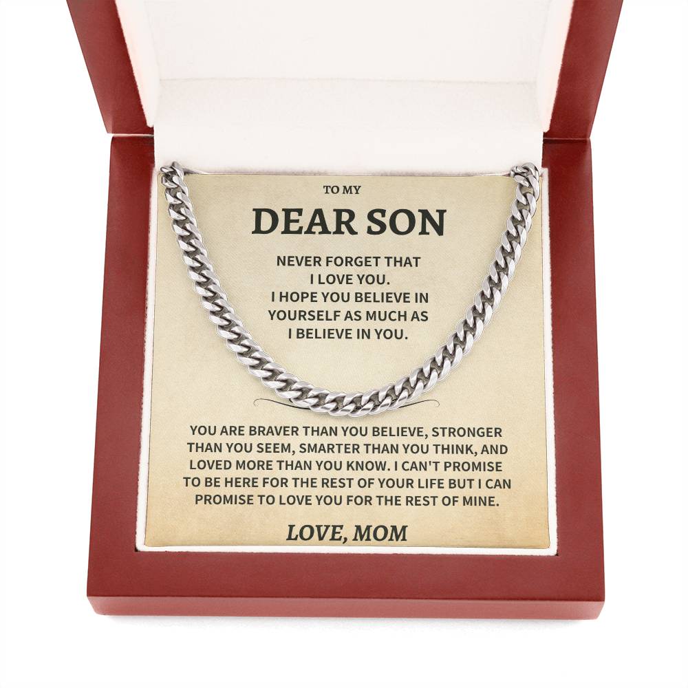 Son Gift-Never Forget-From MOM Jewelry