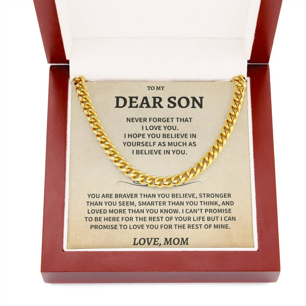 Son Gift-Never Forget-From MOM Jewelry