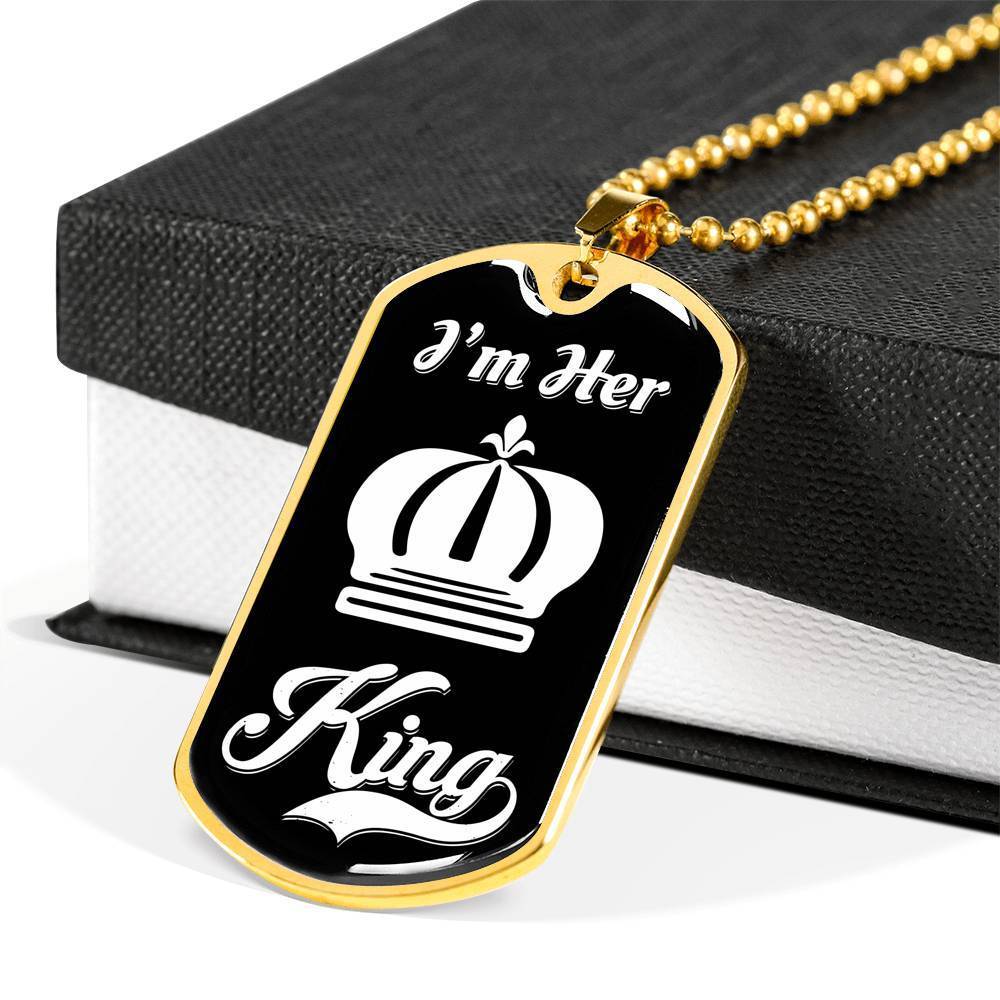 LUXURY DOG TAG NECKLACE BUNDLE; I Am His Queen and I Am Her King
