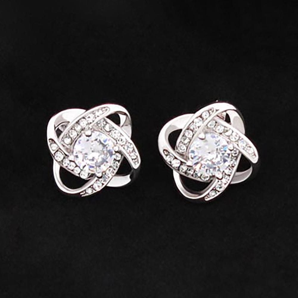 Matching Love Knot White Gold Stud Earrings