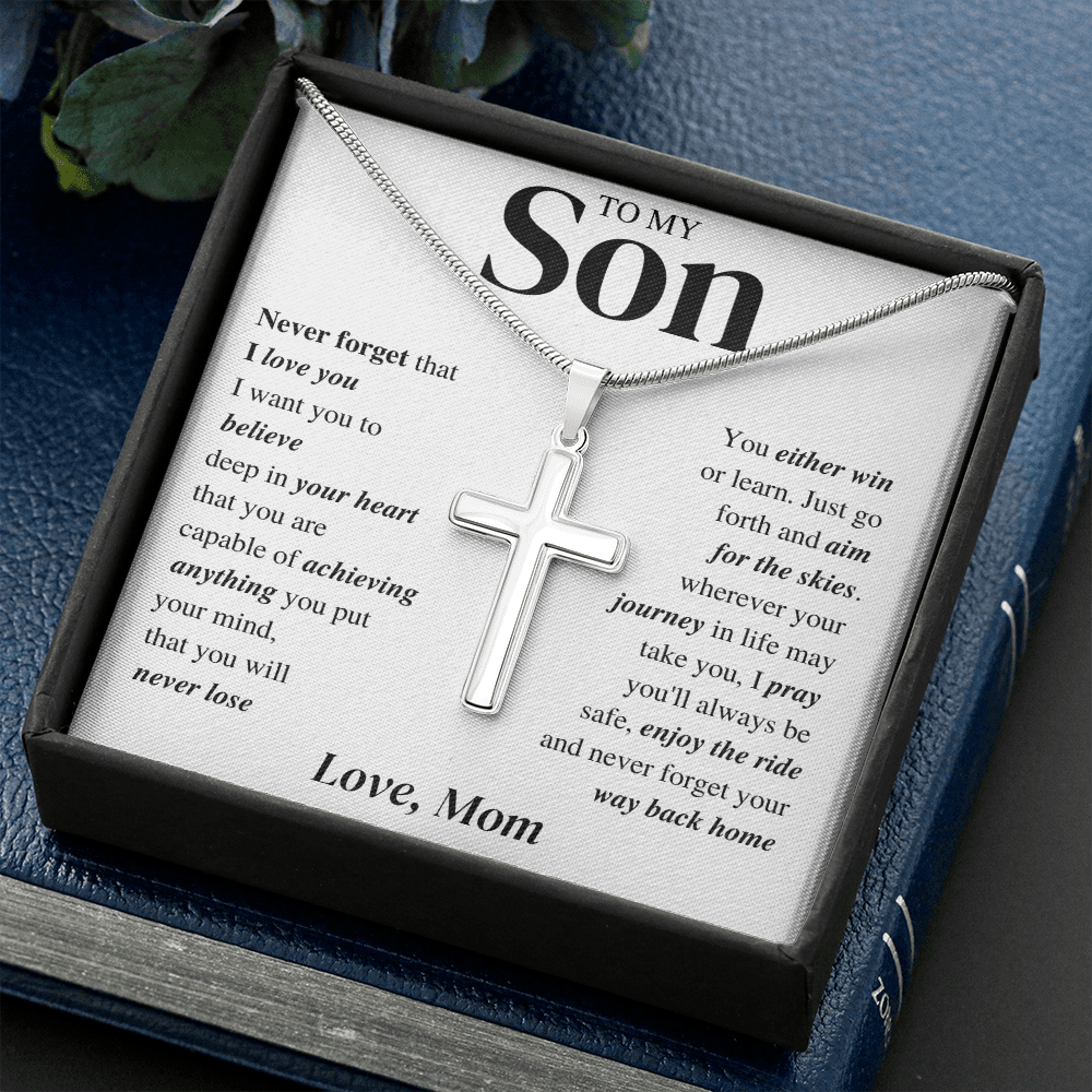 Cross Necklace; Son Gift Jewelry